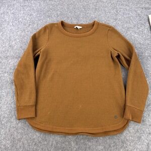 L.L. Bean Signature Sweater Womens Large Brown Waffle Knit Thermal Pullover